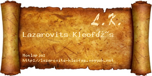 Lazarovits Kleofás névjegykártya